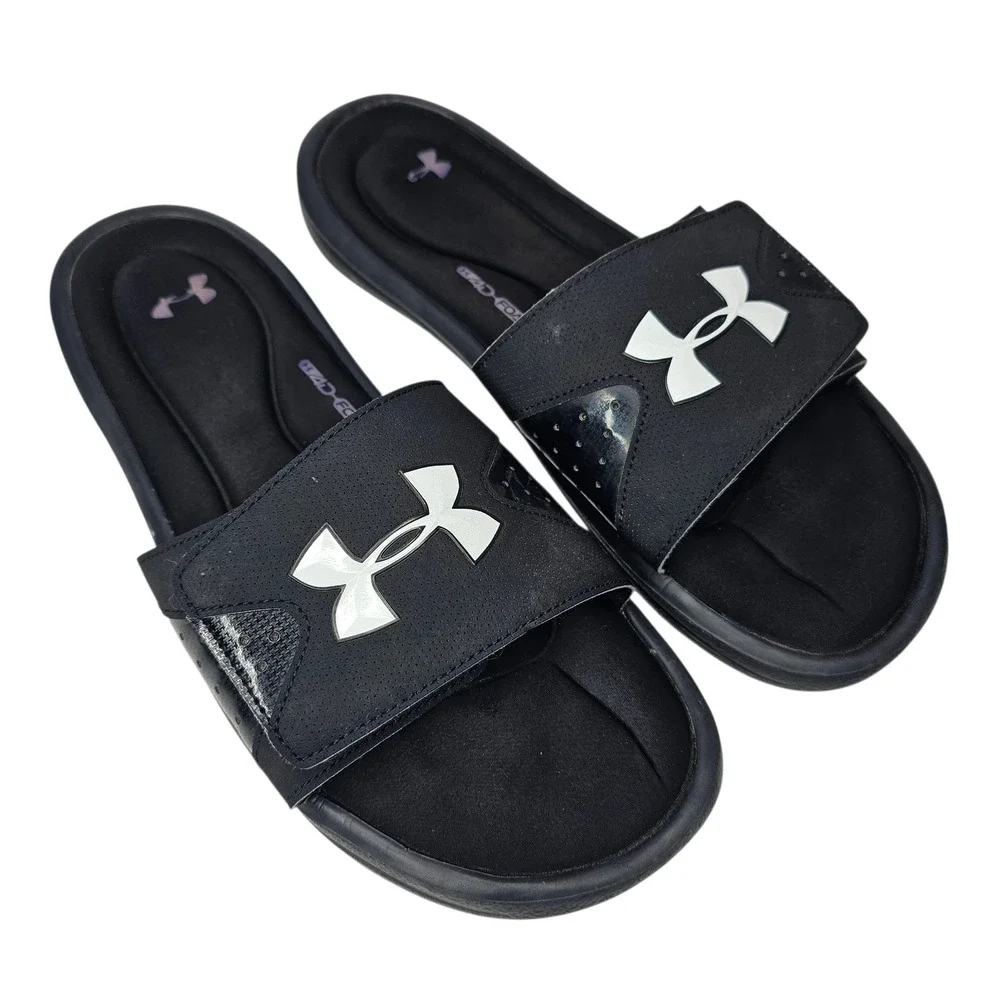Under Armour Ignite VI Mens 13 Black Slide Sandals Athletic 3022711-001